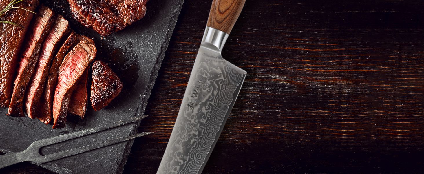 Профессиональный поварской нож из настоящей дамасской стали 20 см Wakoli EDIB Pro Kiritsuke