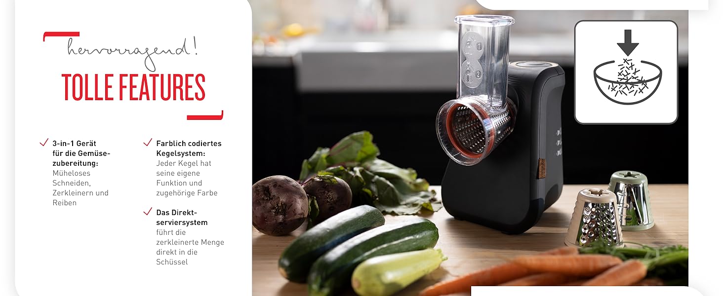 Электрическая терка Tefal MB77EN Eco Respect / 200 Вт / 3 насадки / черный