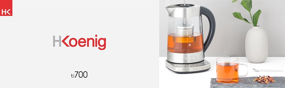 Электрический заварочный чайник H.Koenig Tea Maker TI700 "Instant T" из нержавеющей стали, 2400 Вт, 1.7 л