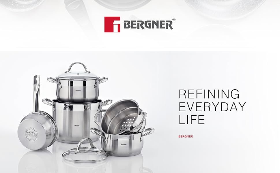 Кастрюля с крышкой 8 л Bergner