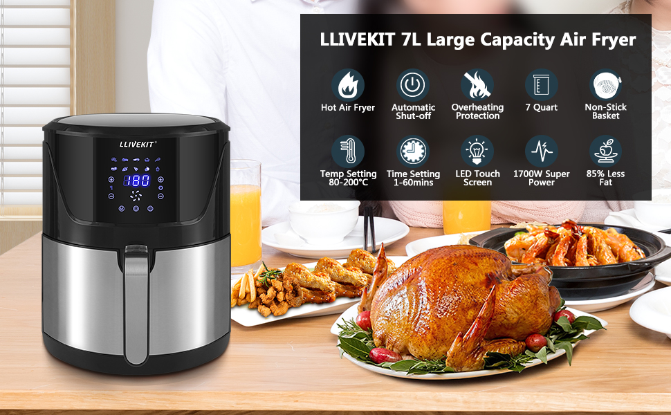 Фритюрница LLIVEKIT XXXL / 7 л / 1800 Вт / 10 программ 