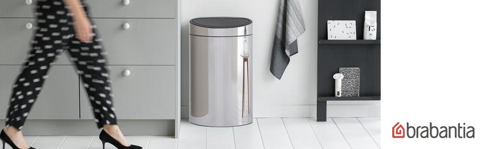 Двухсекционный мусорный бак 10 и 23 л платиновый Touch Bin Brabantia