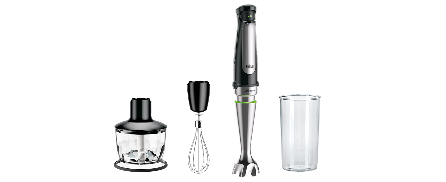 Ручной блендер Braun MultiQuick 7 MQ 7035X / 1000 Вт / 3 предмета / измельчитель 500 мл / стакан 600 мл / нержавеющая сталь