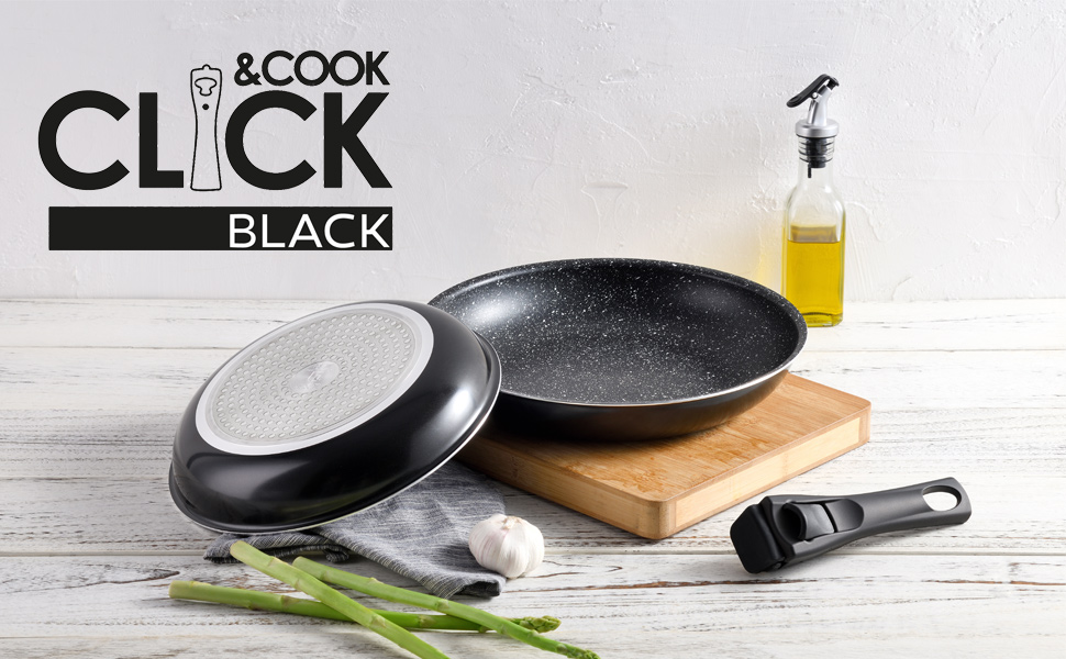 Набор из 3 сковородок со съемной ручкой Click & Cook Black Edition Bergner 