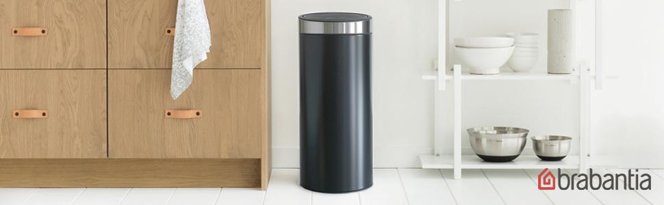 Мусорный бак 30 л черный матовый Touch Bin Brabantia