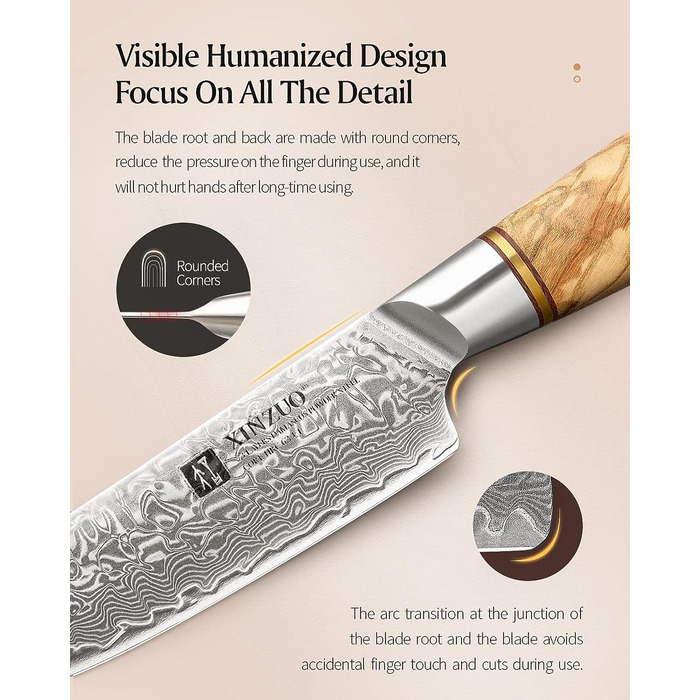 Набор из 4 ножей для стейка из дамасской стали XINZUO