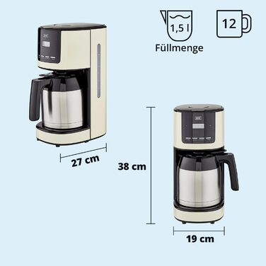 KHG Набор из кофеварки 1,5 л, электрочайника 1,7 л и тостера на 2 ломтика Cream KHG