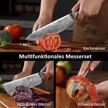 Набор ножей из дамасской стали 3 предмета VG10 Damascus PAUDIN