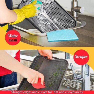 OVERMONT Чугунная сковорода-гриль с набором из 2 скребков 43,2 x 24,6 см Overmont