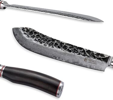 Профессиональный поварской нож из настоящей дамасской стали с рукояткой из дерева пакка 25 см Wakoli Ebo