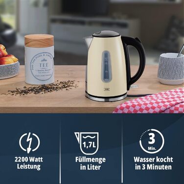 KHG Электрочайник 1,7 л нержавеющая сталь/пластик 2200 Вт WK-1707 CE KHG