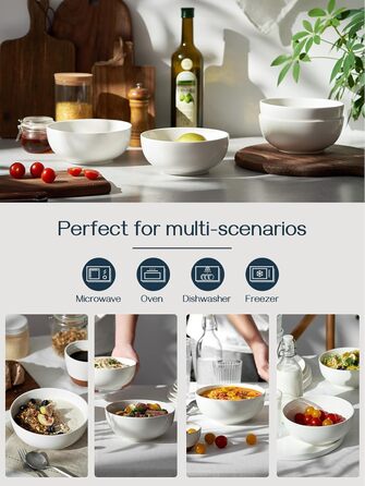 Набор глубоких керамических пиал 1,1 л 4 предмета White DOWAN