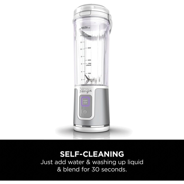 Портативный блендер, 530 мл, герметичная крышка и носик для питья, мощный беспроводной мини-блендер, перезаряжаемый, портативные смузи, протеиновые коктейли, смеси со льдом и льдом (белый), 151UKPR