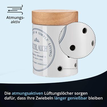 KHG Набор банок для хранения лука и чеснока керамика/бамбук White KHG