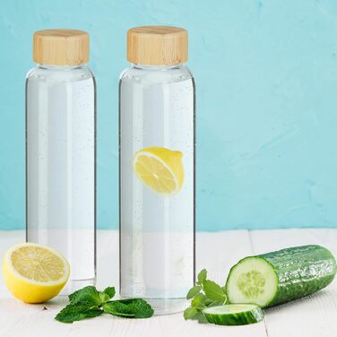 Набор из 6 бутылок для воды с бамбуковой крышкой 0,5 л Relaxdays