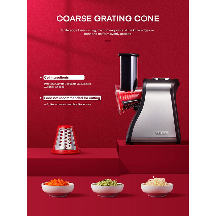 Электрическая терка из нержавеющей стали 200 Вт Red FOHERE
