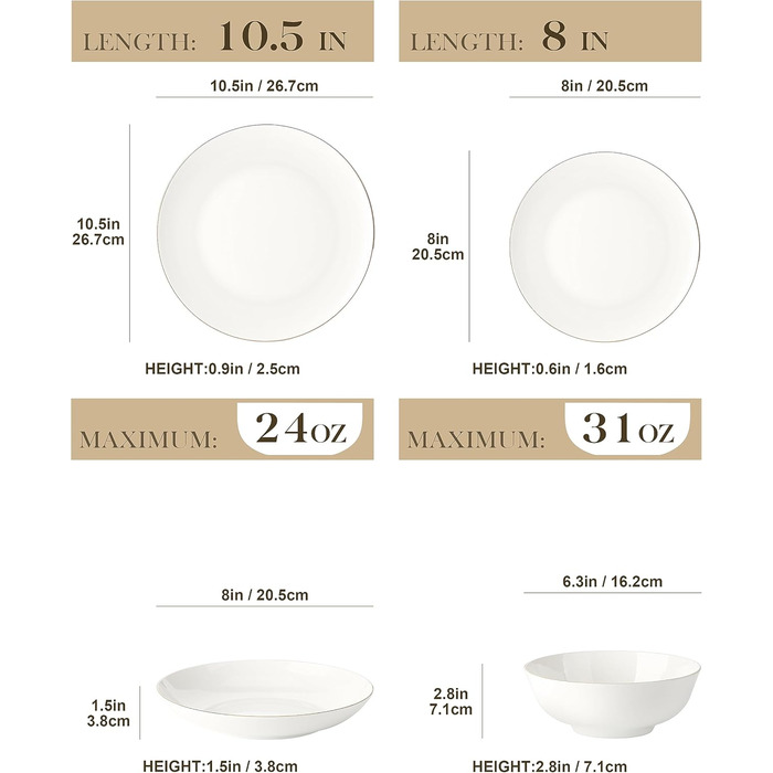 Набор посуды из костяного фарфора из 16 предметов Goldrand JERA Series MALACASA