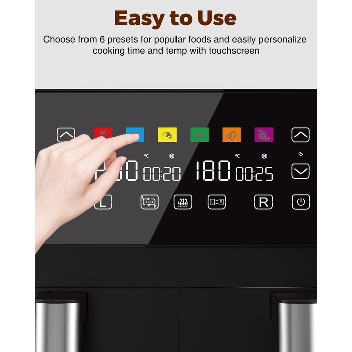 Двухзонная фритюрница JOYAMI XXL / 7,6 л / 6 программ / 2850 Вт