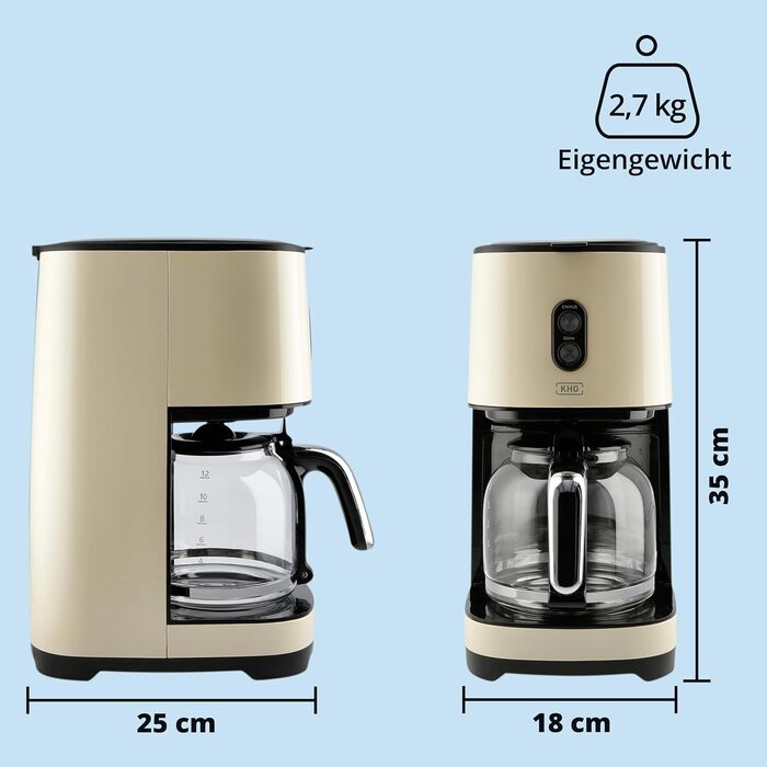KHG Кофемашина 1,5 л 900 Вт нержавеющая сталь/пластик Cream KHG