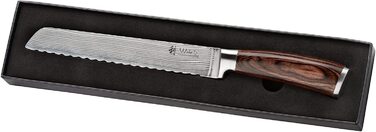 Нож для хлеба из 67 слоев дамасской стали 20 см, рукоять из дерева пакка Edib Wakoli