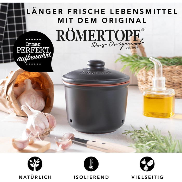 Горшок для чеснока 0,6 л Black Römertopf