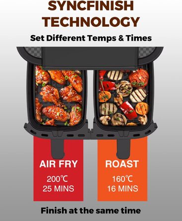 Двухзонная фритюрница JOYAMI XXL / 7,6 л / 6 программ / 2850 Вт