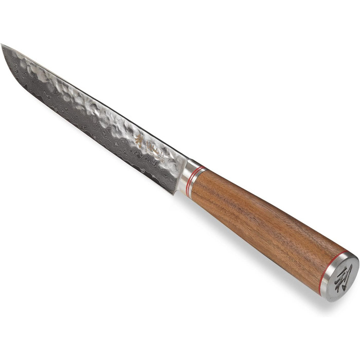 Профессиональный поварской нож из настоящей дамасской стали с рукояткой из орехового дерева 20 см Wakoli