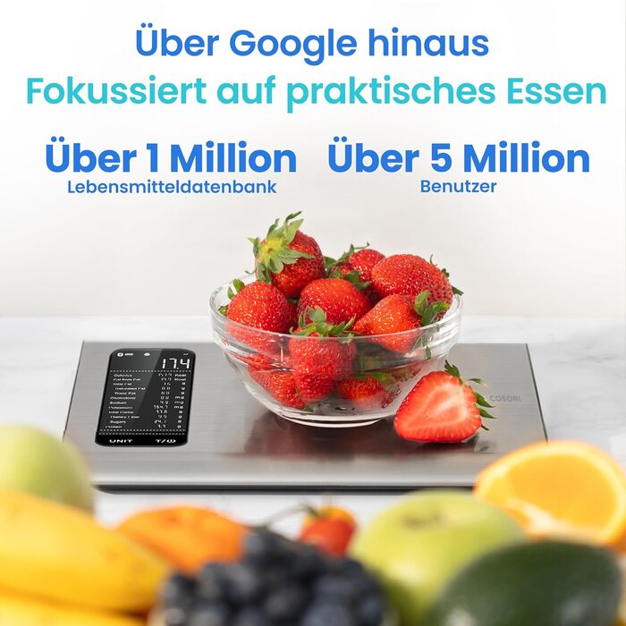 Весы кухонные цифровые до 5 кг ‎26,5 x 18 x 3 см Silver COSORI