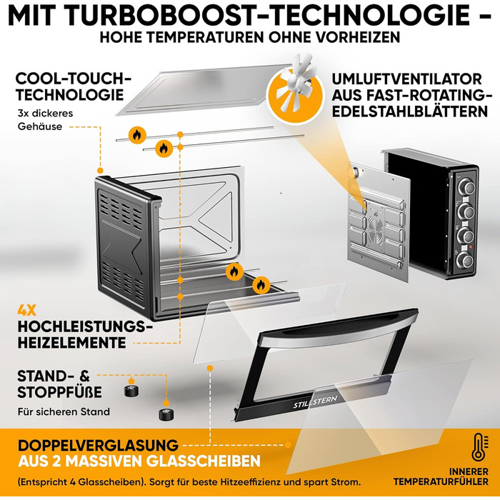 Мини-духовка с конвекцией воздуха 60 л CYCLONE PRO+ Stillstern