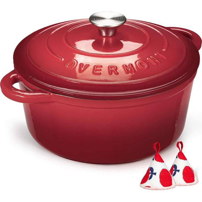 Чугунная эмалированная кастрюля 5,2 л Red Overmont