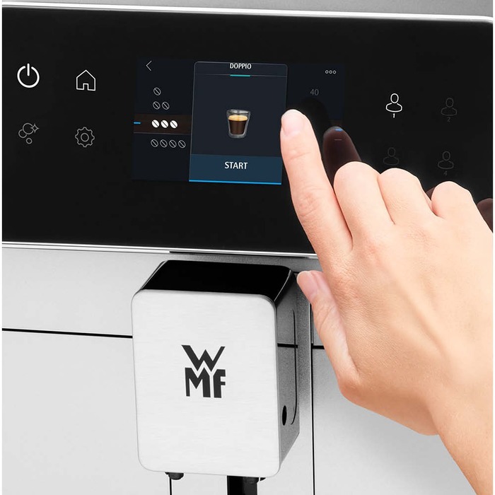 Кофемашина на 2 чашки со вспенивателем молока, серебристо-черная Perfection 760L WMF