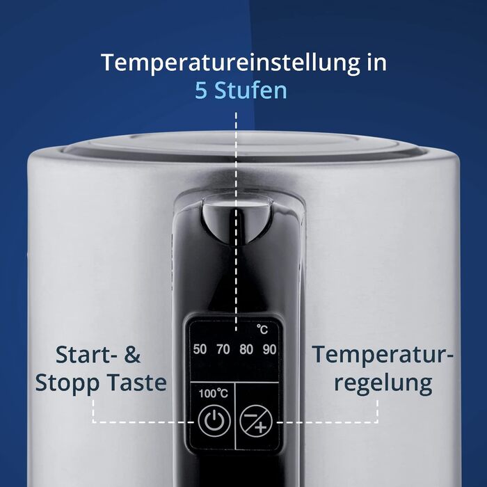 KHG Электрочайник 1,7 л 2200 Вт нержавеющая сталь WK-1703 ES KHG