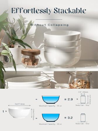 Набор глубоких керамических пиал 1,1 л 4 предмета White DOWAN