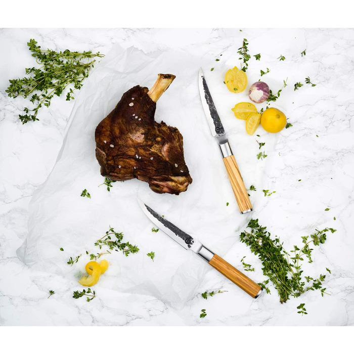 Набор кованых ножей для стейка Forged, 4 предмета, из оливкового дерева и японсокой нержавеющей стали, ручная работа, в деревянной коробке