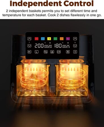 Двухзонная фритюрница JOYAMI XXL / 7,6 л / 6 программ / 2850 Вт