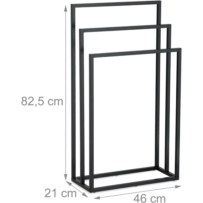 Вешалка для полотенец с 3 перекладинами 82,5 x 46 x 21 см Relaxdays
