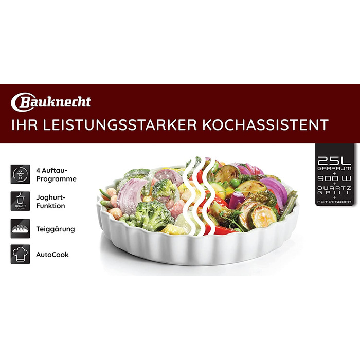 Микроволновая печь Bauknecht MW 254 SM / 900 Вт / 25 л / Функция приготовления на пару / Автоочистка / Функция плавления/функция поддержания тепла