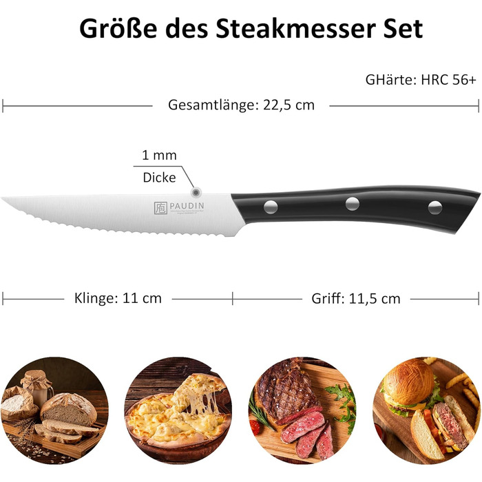 Набор ножей для стейка из нержавеющей стали 8 предметов PAUDIN