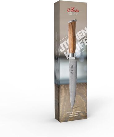 Нож для разделки мяса из даммаской стали с ручкой из оливкового дерева Wakoli