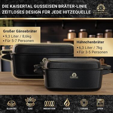 KAISERTAL Жаровня с крышкой 32 х 24 см/10 л чугунная KAISERTAL