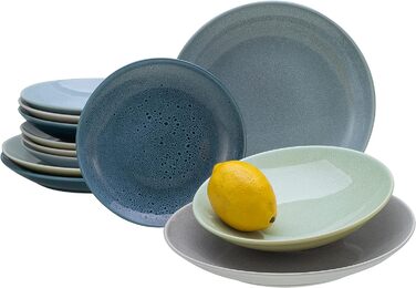 Столовый сервиз на 4 человека 12 предметов Reactive Aqua CreaTable