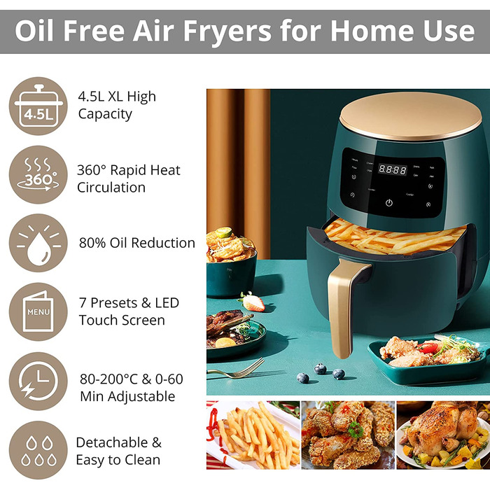 Фритюрница HOMGEN XL HG631eu / 4.5 л / 8 в 1 / 1400 Вт