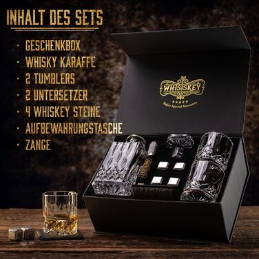 Графин для виски 800 мл, 2 стакана, 4 камня Whisiskey