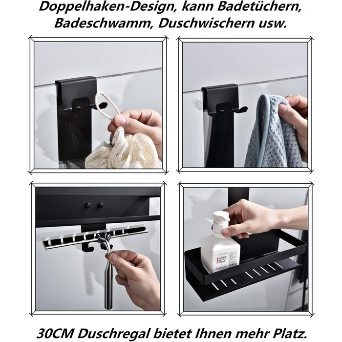 Душевая полка 40 х 30 х 15 см Matt Black HomeHeng