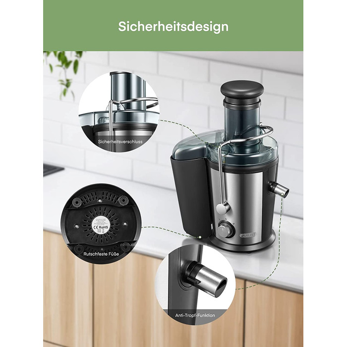 Соковыжималка для овощей и фруктов Juilist / 800 Вт / 2 скорости / нержавеющая сталь