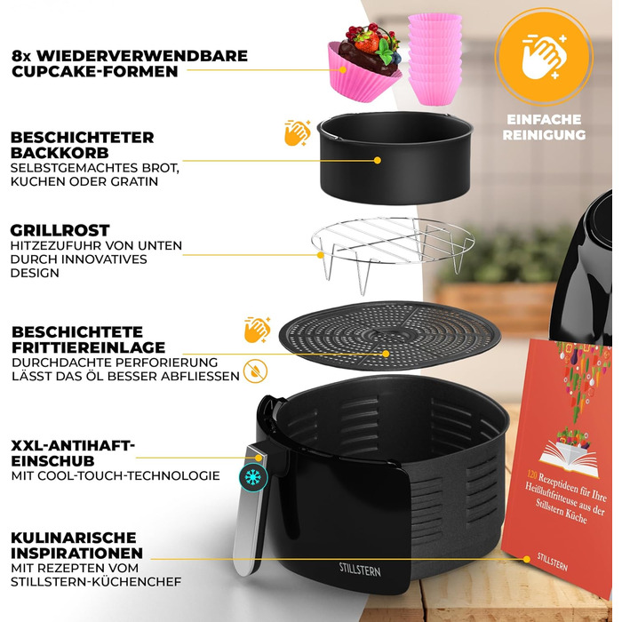 Фритюрница многофункциональная 6,5 л 1800 Вт Black XXL Stillstern