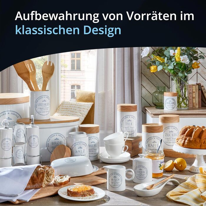 KHG Набор банок для хранения лука и чеснока керамика/бамбук White KHG