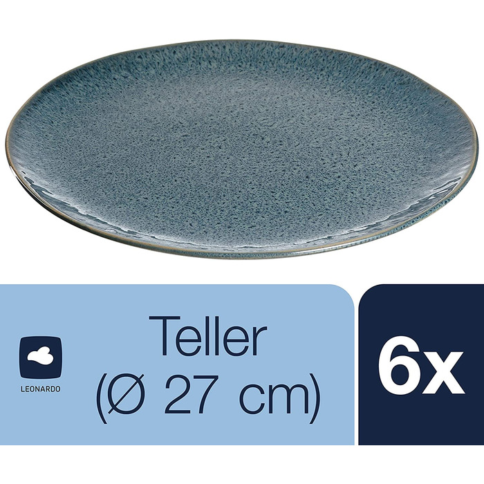 Набор керамических тарелок 27 см 6 предметов Blue Materia LEONARDO HOME