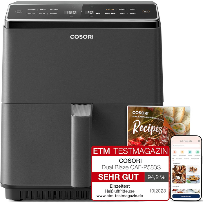 Фритюрница многофункциональная 6,4 л 1700 Вт XXL Dual Blaze COSORI