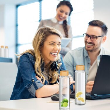 Набор из 6 бутылок для воды с бамбуковой крышкой 0,5 л Relaxdays